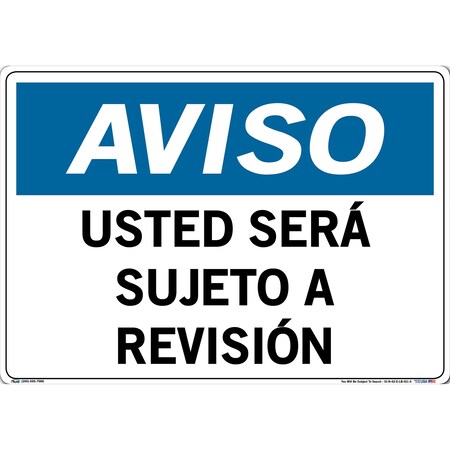 Vestil Vinyl Label Sign, 14-1/2" Height, 20-1/2" Width, Vinyl Label, Rectangle, Spanish SI-N-42-E-LB-011-S